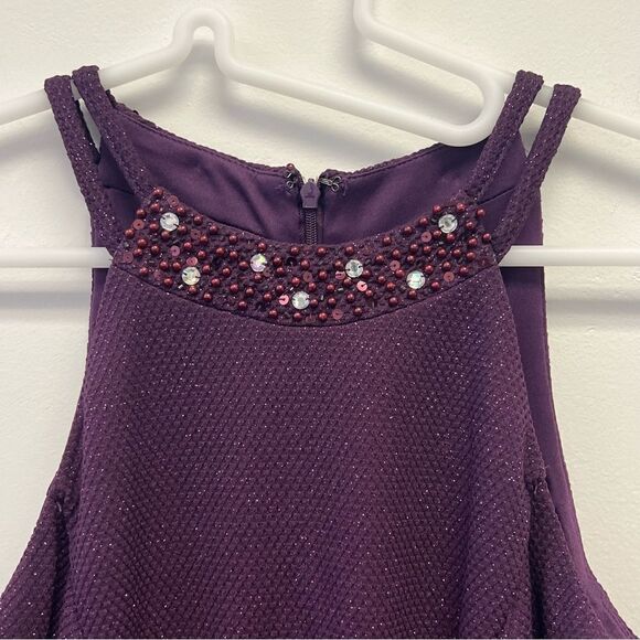 R & M Richards Nightway Glitter-Knit Gown, Size 4 Mulberry - Picture 7 of 16